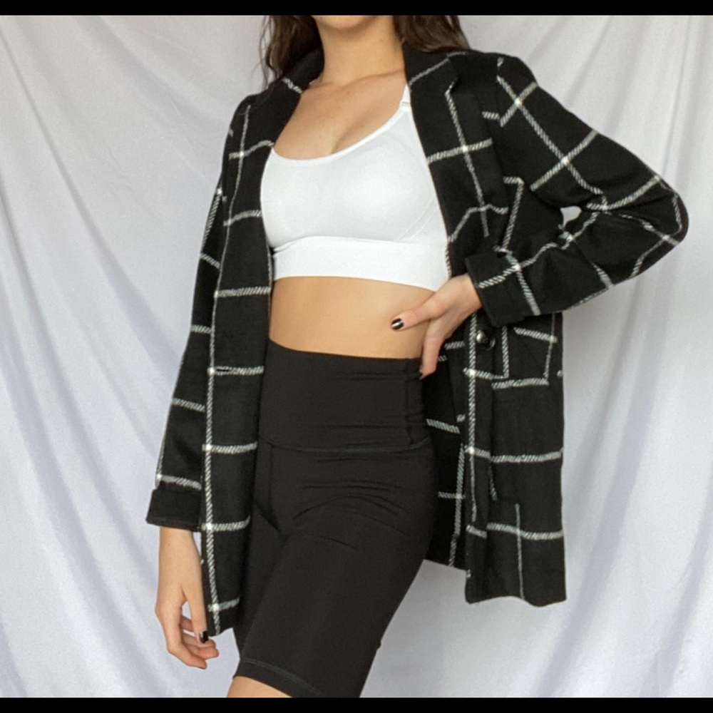 Fleece Plaid Blazer